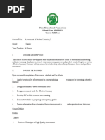 Assessment of Student Learning 2 (Syllabus)