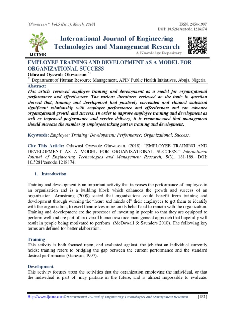 RESEARCH PROPOSAL ON TRAINING AND DEVELOPMENT FOR EMPLOYEES PDF intelligence overview