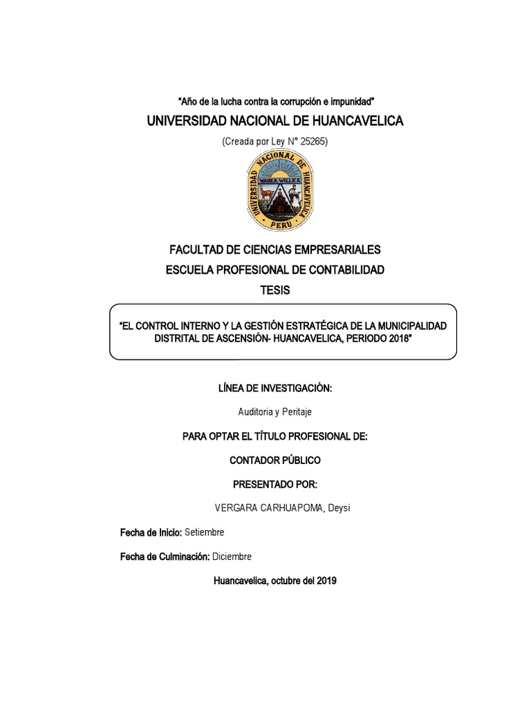 El Sistema Del Control Interno y La Gestión Estratégica en La ...