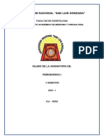 Universidad Nacional "San Luis Gonzaga": Facultad de Odontologia Departamento Académico de Medicina Y Cirugia Oral