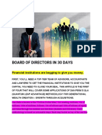 Board of Directors in 30 Days: Financial Institutions Are Begging To Give You Money