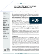 Exploring The Meaning and Origin of Stereotypes Amongst South African Employees