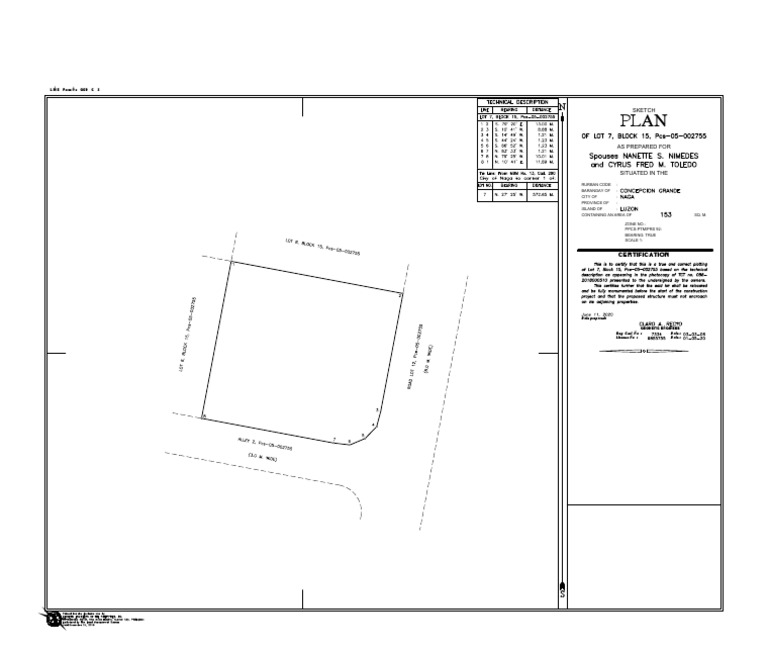 Lot Plan and Survey Sketch Sample | PDF