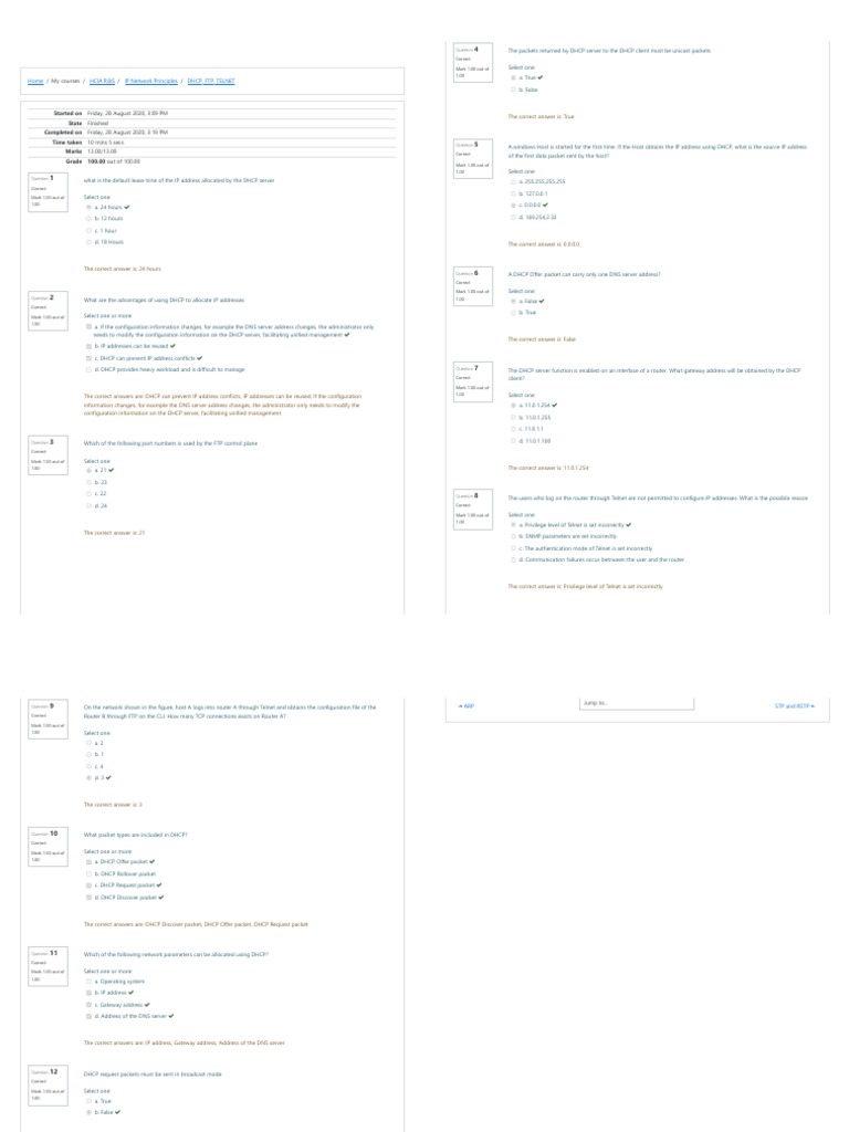 DHCP, FTP, Telnet | PDF | Ip Address | File Transfer Protocol
