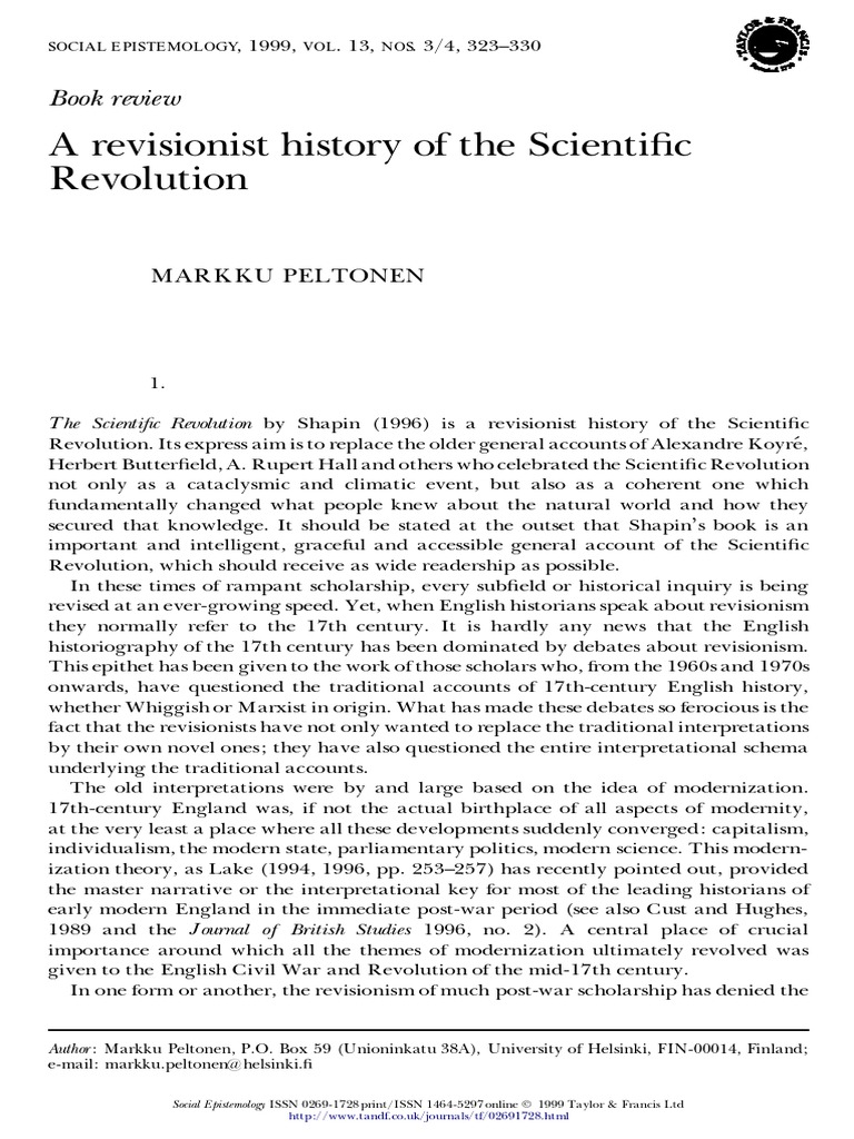A Revisionist History of The Scientifc Revolution PDF Francis Bacon Science