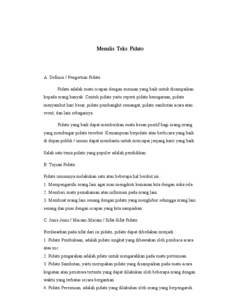Cara Menulis Teks Pidato Kumpulan Referensi Teks Pidato