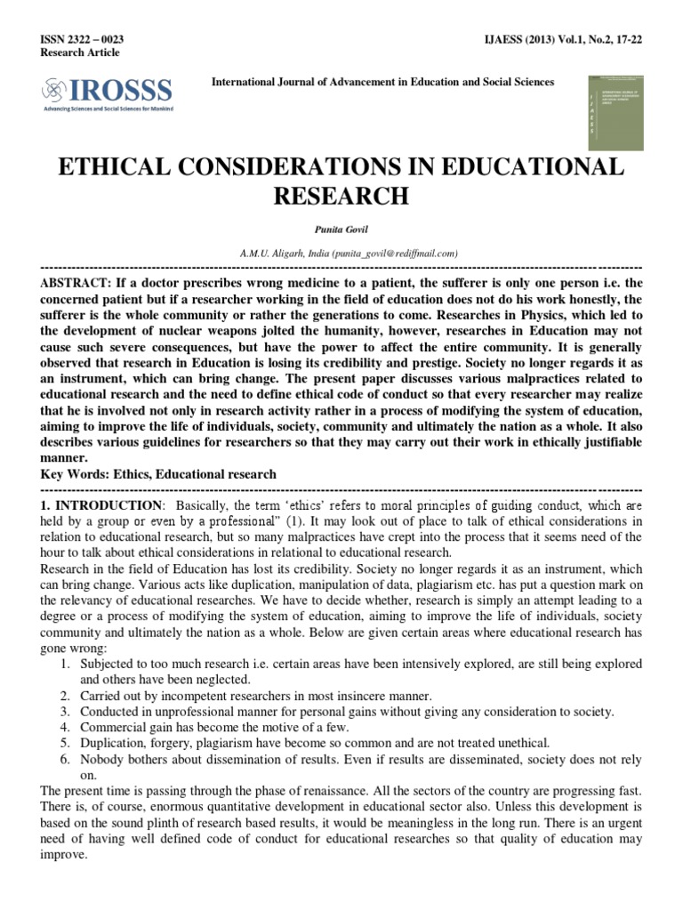 Ethical Guidelines for Educational Research | PDF | Informed Consent ...