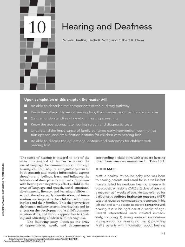Children With Disabilities - (Chapter 10 Hearing and Deafness) | PDF ...