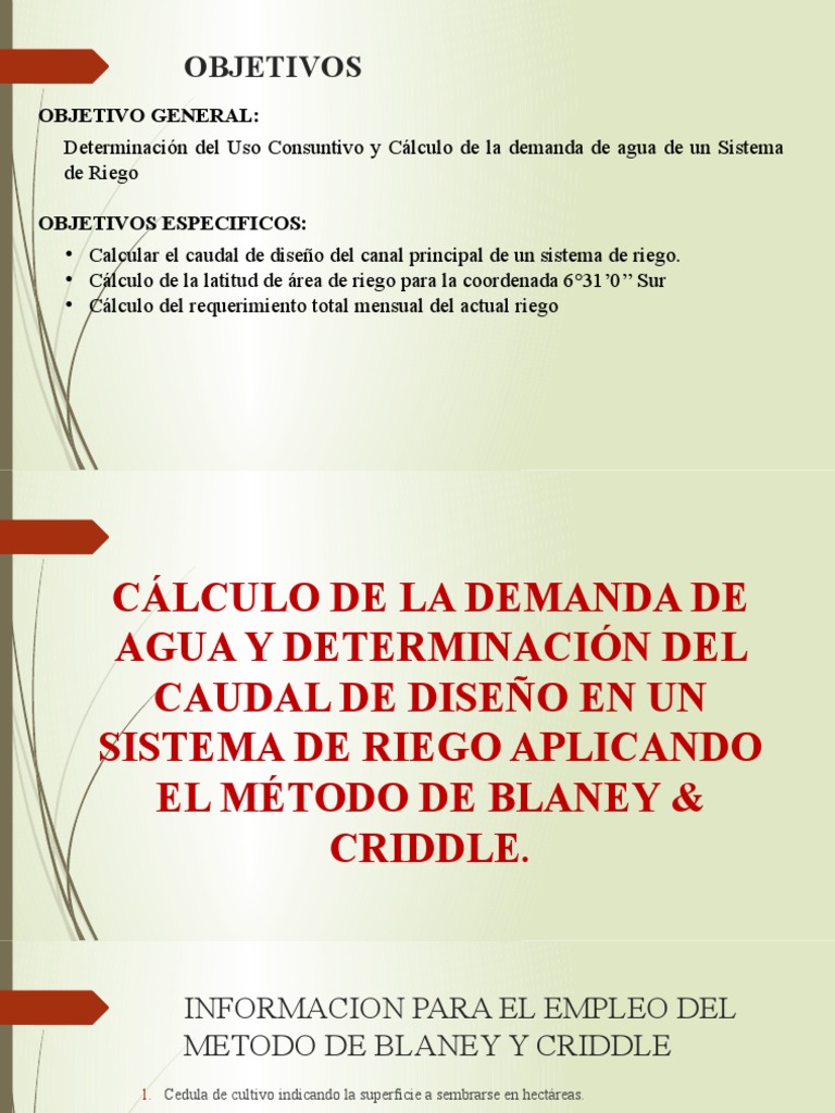 Determinacion Del Uso Consuntivo y Calculo de La Demanda de Agua | PDF ...