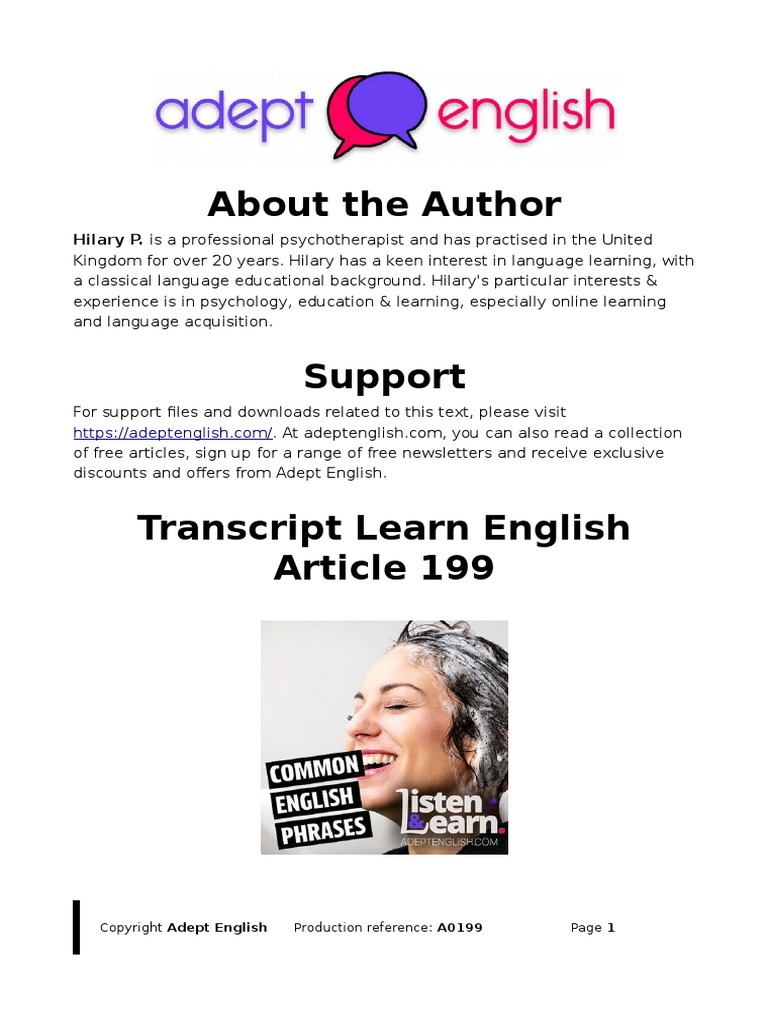 Adept English PODCAST 199 TRANSCRIPT Common English Phrases For ...