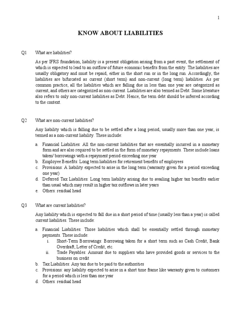 Know About Liabilities | PDF | Liability (Financial Accounting) | Debt