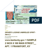 WWW - Kentucky.gov 1 SAMPLE 2 Nick 8 100 Main Street - Apt. 1 Frankfort, Ky
