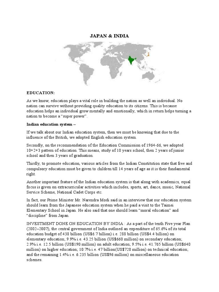 Japan & India Education PDF Economic Growth Schools