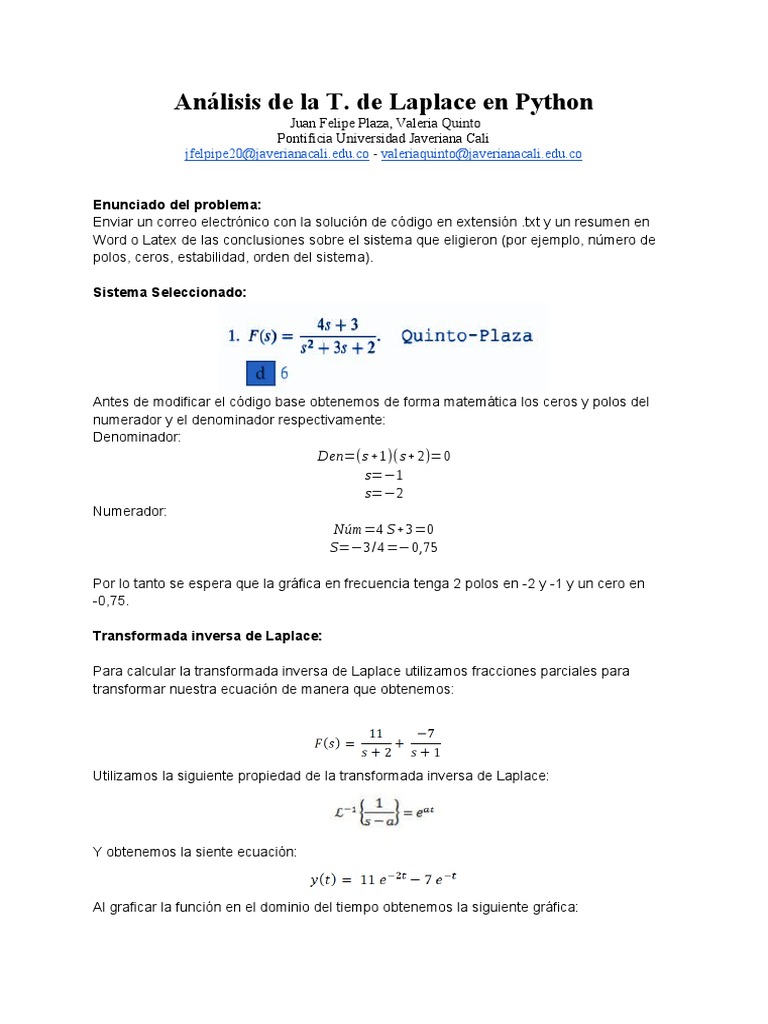 Análisis de la T. de Laplace en Python | PDF | Fracción (Matemáticas ...