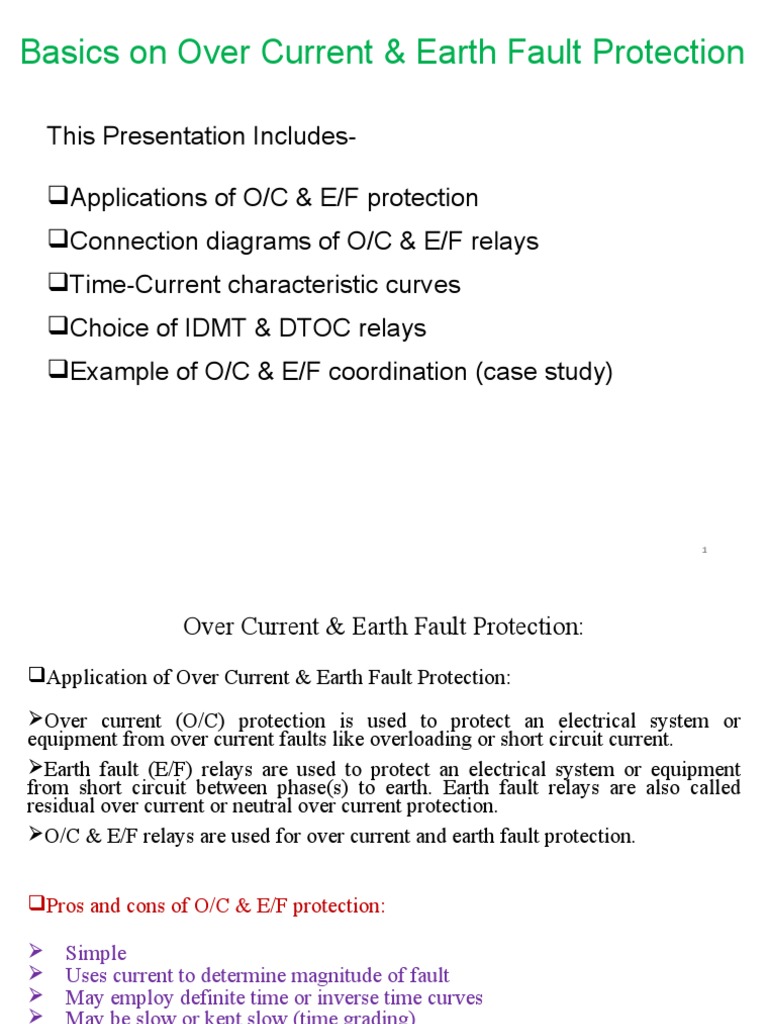 Basics On Over Current & Earth Fault Protection | PDF | Relay | Power ...
