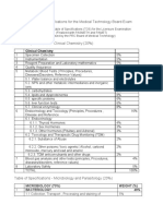 Table of Specifications For The Medical Technology Board Exam