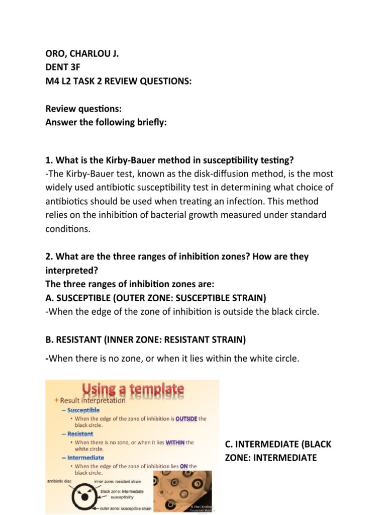 Oro. M4 L2 Task 2 R. Questions Microlab PDF Antimicrobial