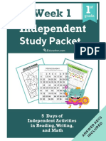 1st Grade Independent Study Packet Week 1