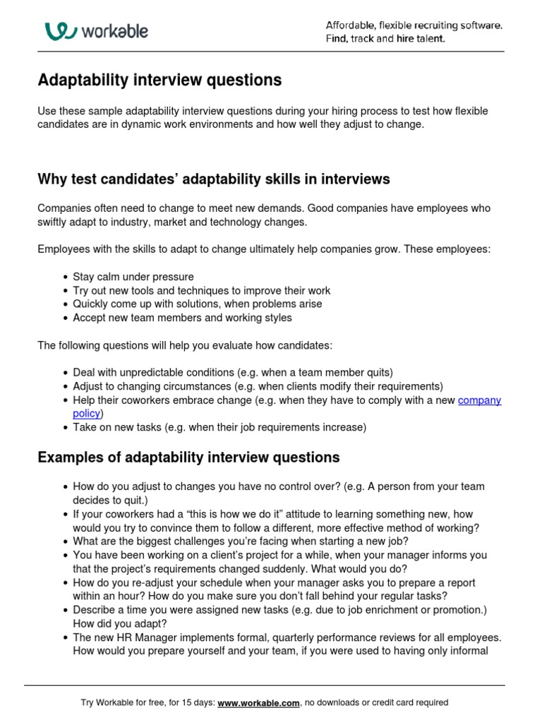Adaptability Interview Questions: Why Test Candidates' Adaptability ...