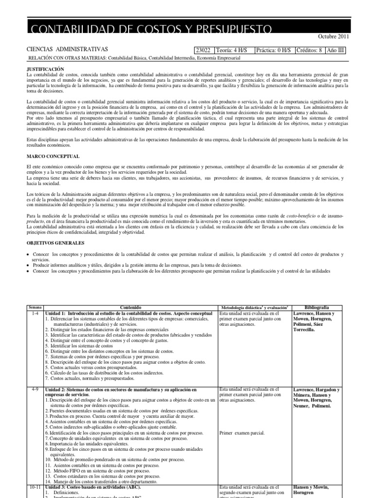Contabilidad de Costos y Presupuestos | PDF | Presupuesto | Contabilidad