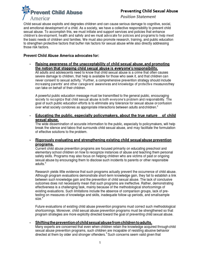 Strategies to Prevent Child Sexual Abuse | PDF | Child Sexual Abuse ...