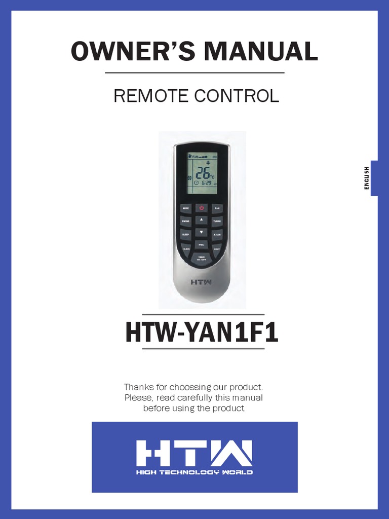 HTW-YAN1F1 Remote Control Manual | PDF | Remote Control | Air Conditioning
