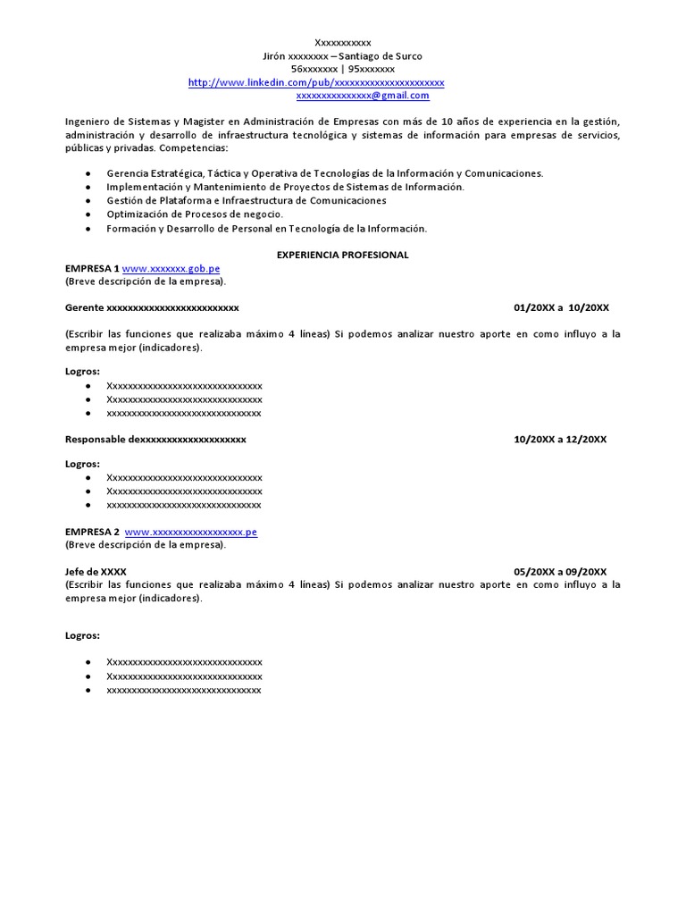 Modelo CV 1 PDF | PDF | Informática | Tecnologías de la información