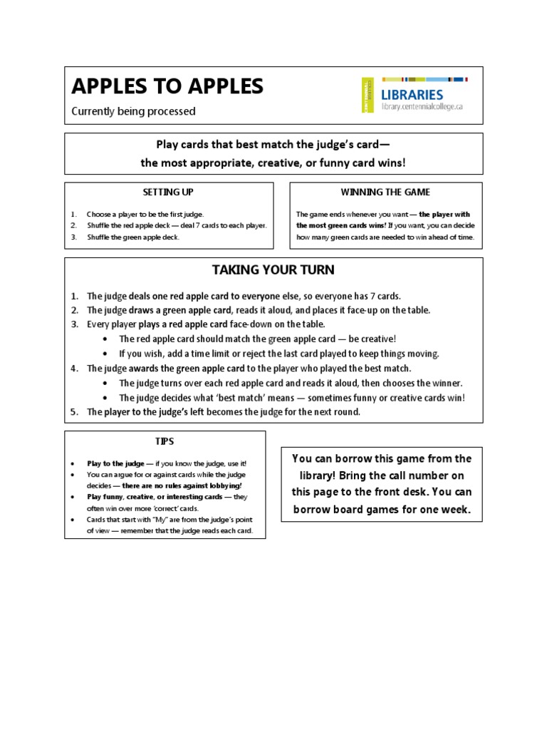 Apples To Apples (Simple Rules) PDF PDF