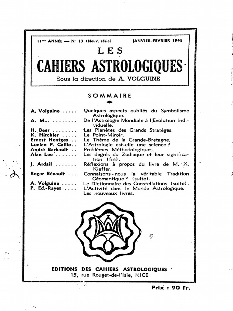 Mots De 7 Lettres Liés à L astrologie Cahiers Astrologiques 13 | PDF | Astrologie | Temps