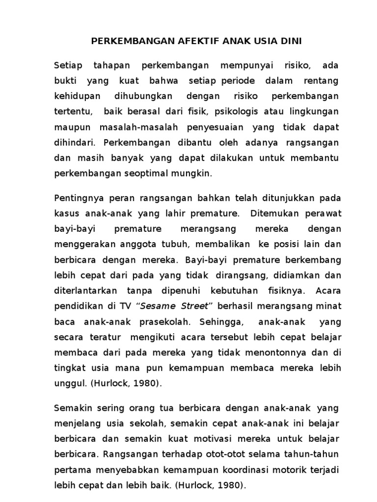 Perkembangan Afektif Anak Usia Dini Pdf