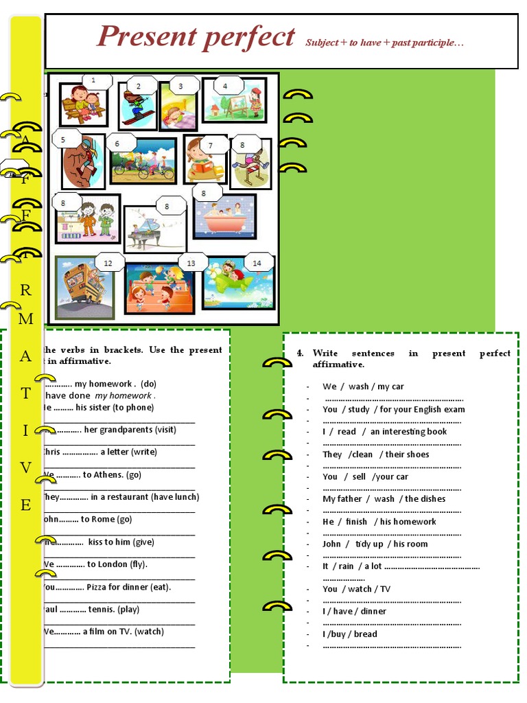 Present Perfect Affirmative Exercises | PDF | Semiotics | Syntactic ...