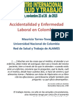 Accidentalidad y Enfermedad Laboral Encuentro Internacional de SyT ENS MAURICIO TORRES TOVAR