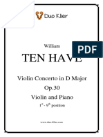 Ten Have: Violin Concerto in D Major Op.30 Violin and Piano