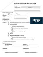Teacher Employee Individual Record Form PDF