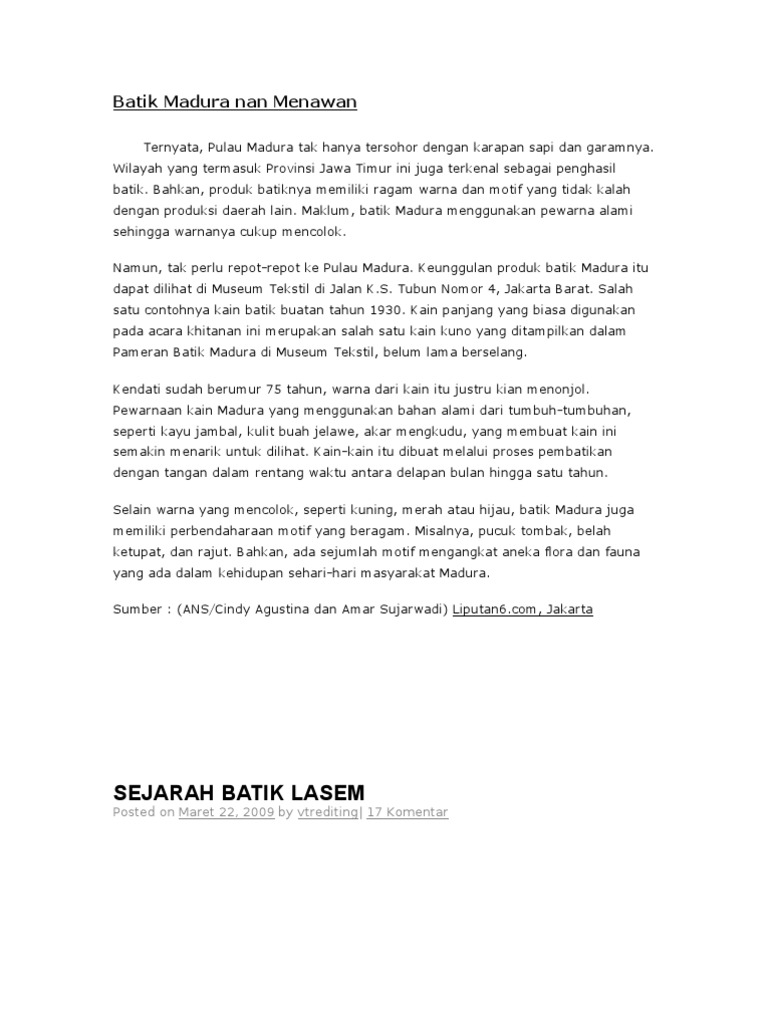 Batik Madura Nan Menawan