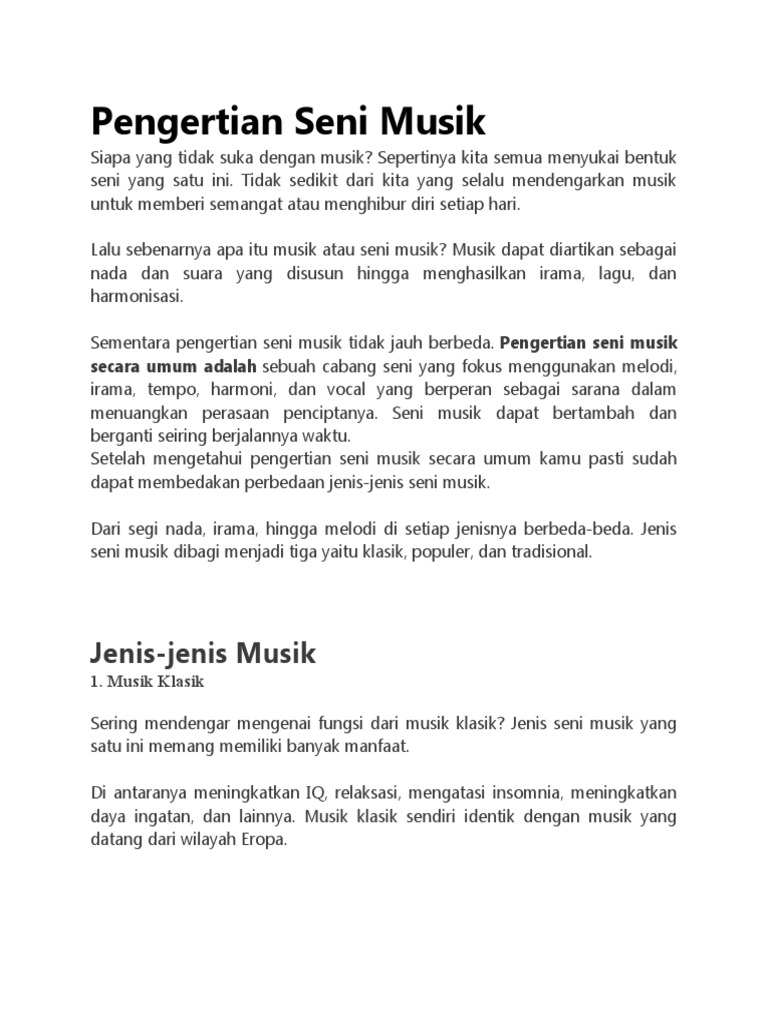 Pengertian Seni Musik