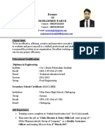 Resume of Mohammed Faruk: Career View