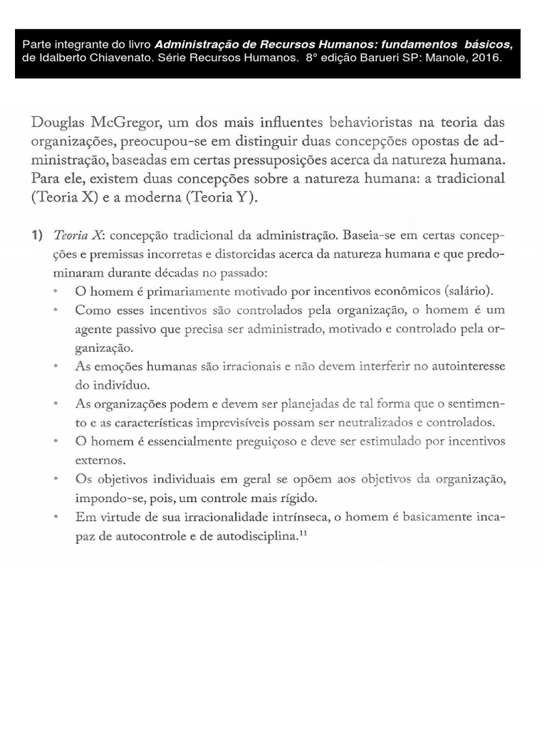 Teorias X E Y Douglas Mcgregor 1960 Pdf Pdf