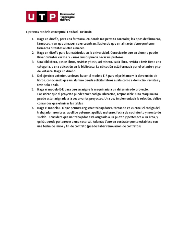 Ejercicios Modelo Entidad-Relación | PDF
