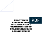 Registration, Assignment and Transmission of Trade Marks and Domain Names