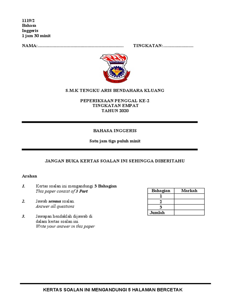 Form 4 English Paper 2 Cefr Pdf Nature