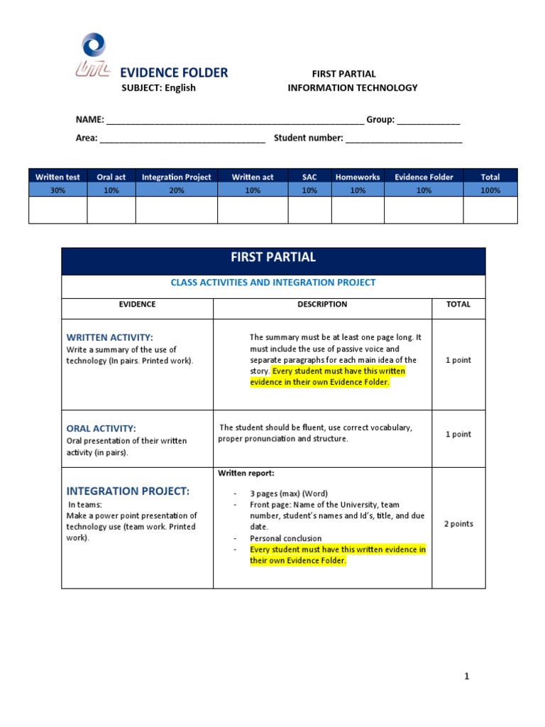 Evidence Folder TICS-TO1Partial | PDF | English Language | Reading ...