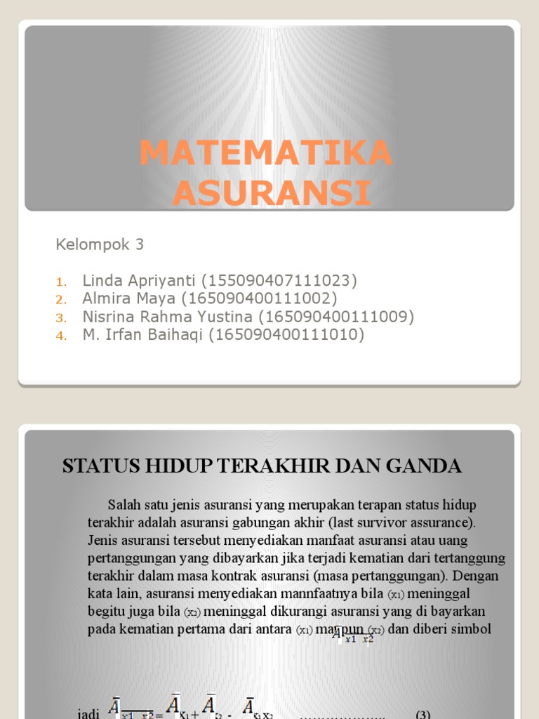 MATEMATIKA ASURANSI Konsep Hidup PDF