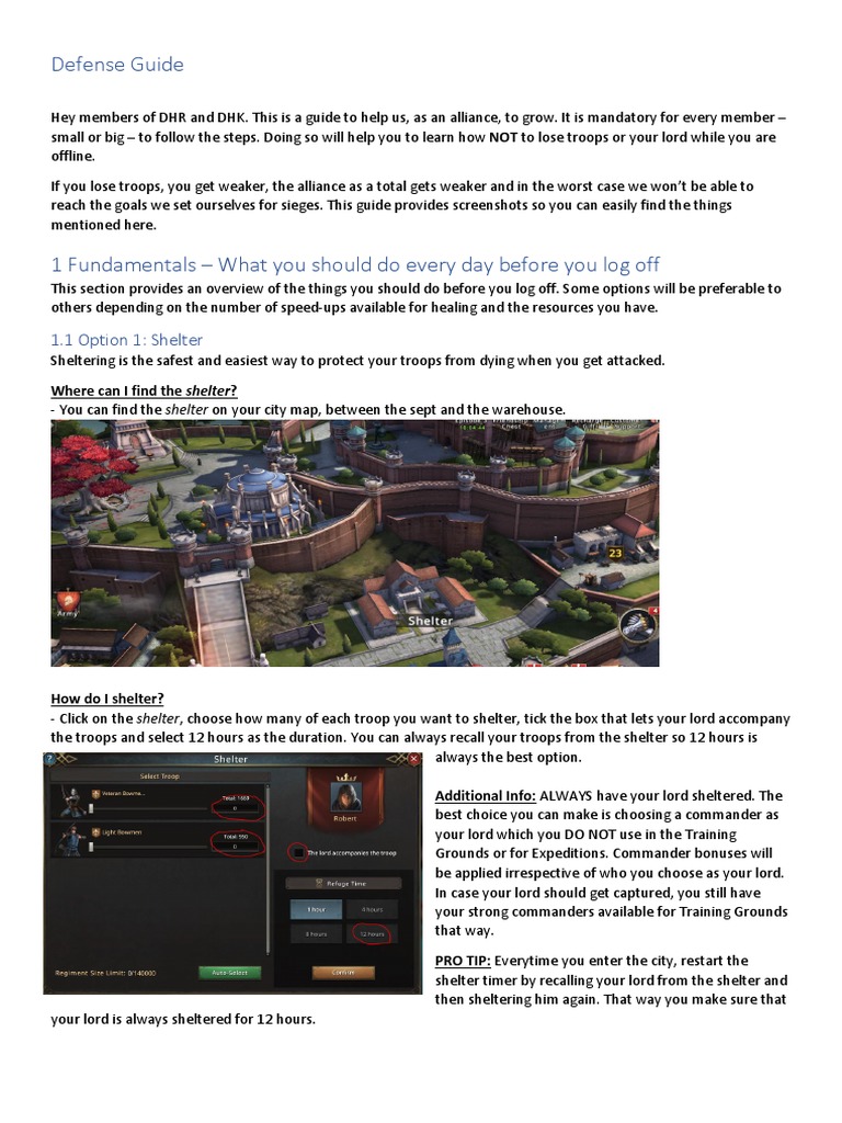 Defense Guide: 1.1 Option 1: Shelter | PDF | Leisure | Sports