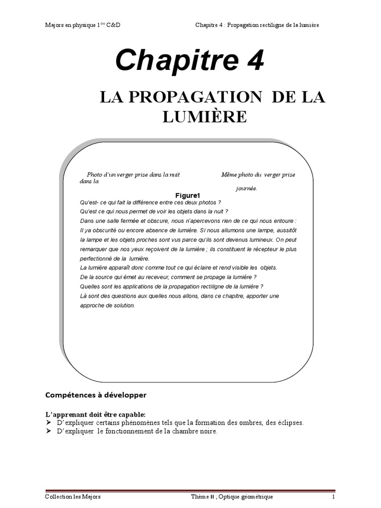 Comment Se Propagent Les Lumières Visibles Et Invisibles Schéma Chapitre 4 Propagation de La Lumière | PDF | Ombre | Lumière
