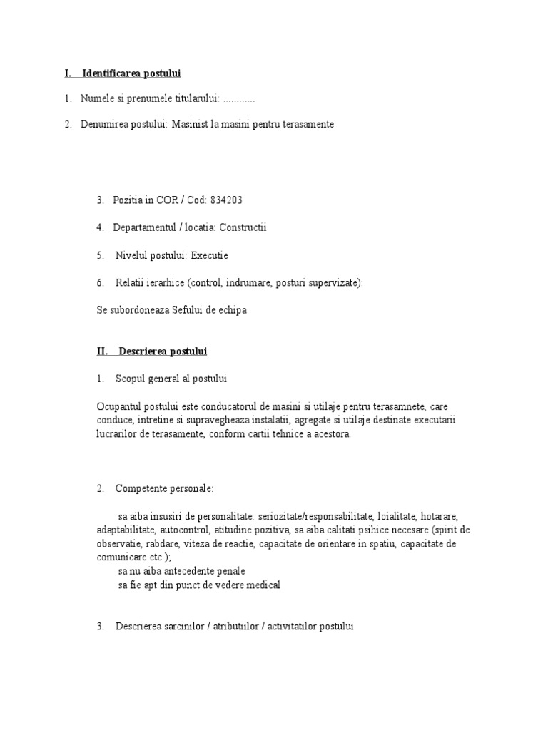 Fisa Post Ifronist | PDF