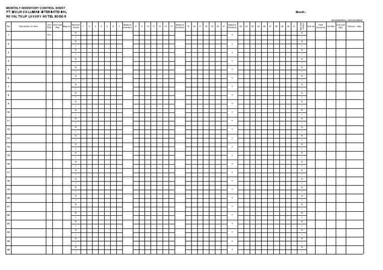 Monthly Inventory Control Sheet | PDF | Inventory | Supply Chain Management