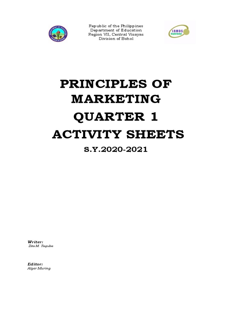 Principles of Marketing11 - Q1 - LAS - Wk1 | PDF | Market Segmentation ...