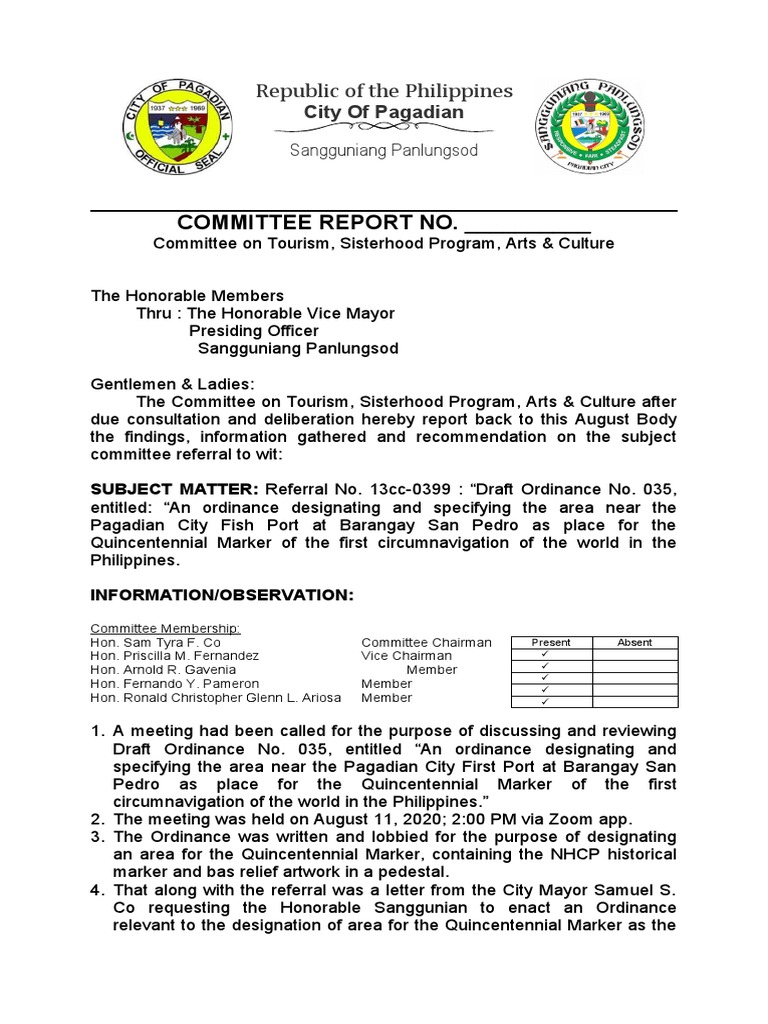 Committee Report on Quincentennial Marker | PDF | Government ...