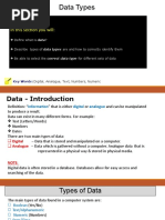 IGCSE ICT - DataTypes